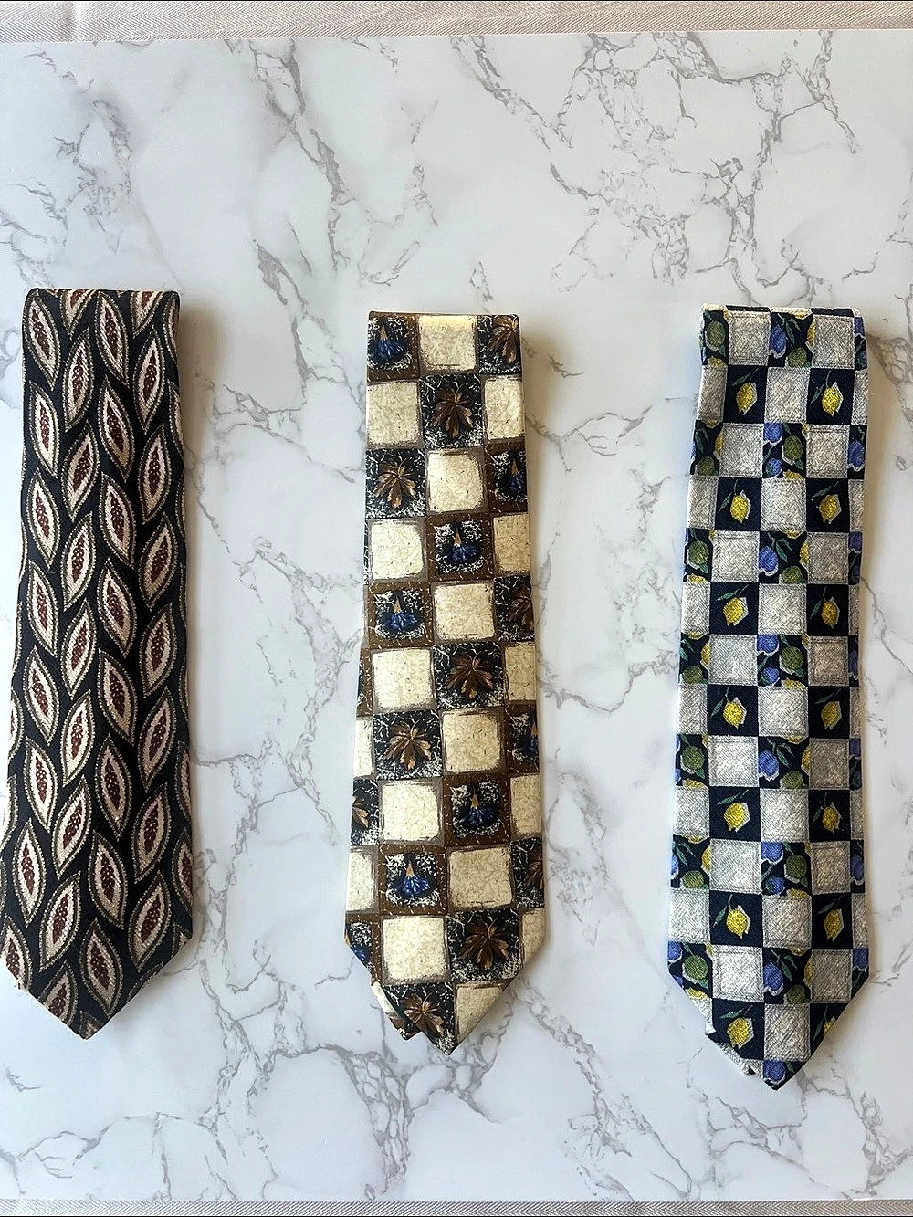 Vintage Harry Rosen Avanzata Men's Geometric Pattern Neck Ties - Set of 3